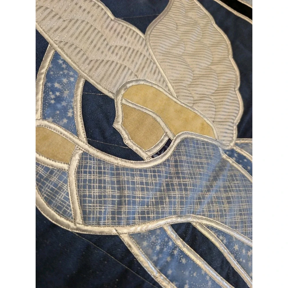 Handmade Quilt Angel Stars Stained Glass Christmas Celestial Wall Hanging 24X28
